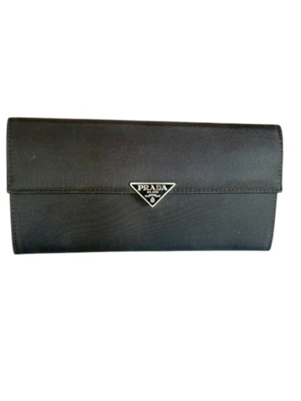 Vintage Prada Tessuto Nero Nylon Continental Flap Wallet, Made in Italy